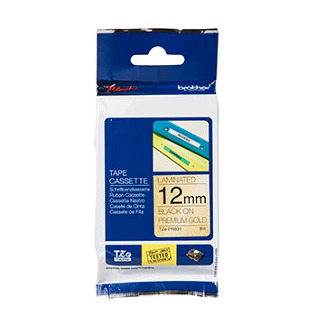Fita Laminada 12mmx8mts Ouro Premium/Preto