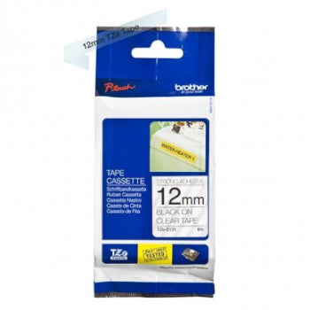 Fita Laminada SuperAdesiva 12mmx8mts Transparente/Preto