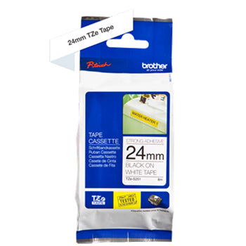 Fita Laminada SuperAdesiva 24mmx8mts Branco/Preto