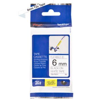 Fita Laminada Flexivel 06mmx8mts Branco/Preto