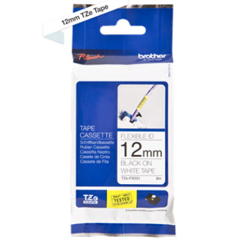 Fita Laminada Flexivel 12mmx8mts Branco/Preto