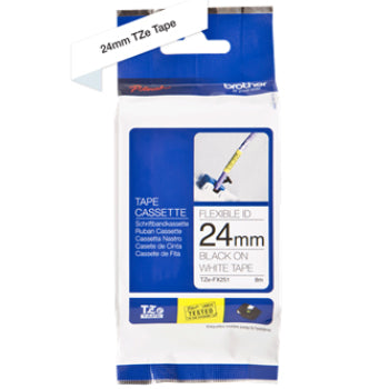 Fita Laminada Flexivel 24mmx8mts Branco/Preto