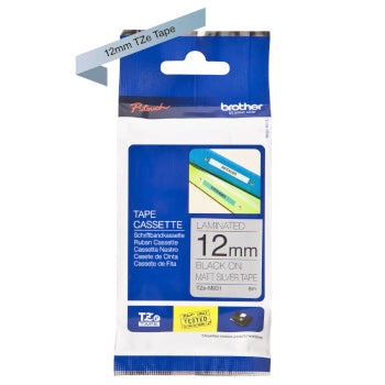 Fita Laminada 12mmx8mts PrateadoMate/Preto Metálica