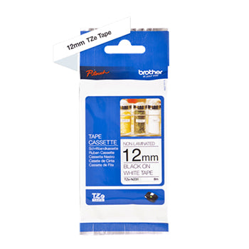 Fita Não Laminada 12mmx8mts Branco/Preto