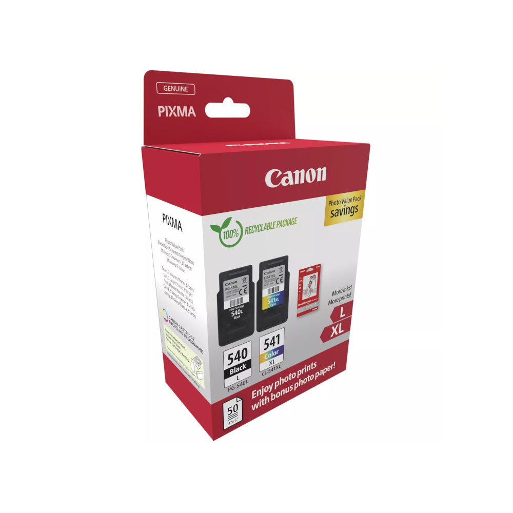 Pack Tinteiros Canon 540L/541XL Preto/Cor + Papel 5224B012