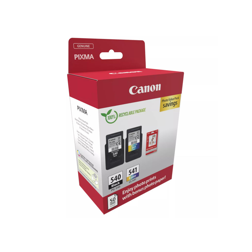 Pack Tinteiros Canon 540/541 Preto/Cor + Papel 5225B013