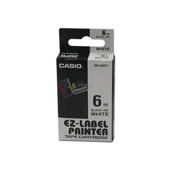Fita Gravação Casio XR-6WE1 Preto/Branco 6mm