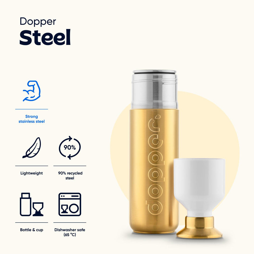 Garrafa Dopper Steel Gold 490ml