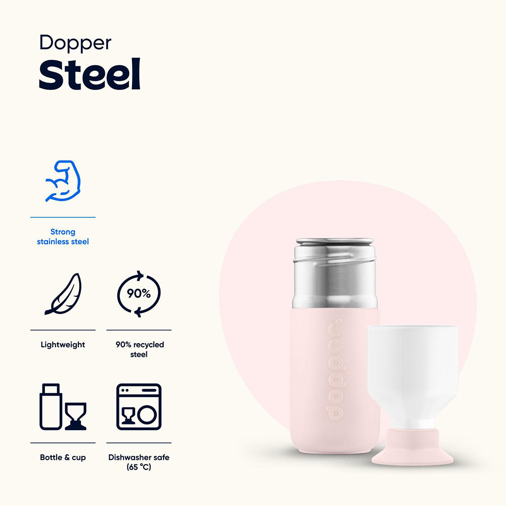 Garrafa Dopper Steel Soft Pink 350ml