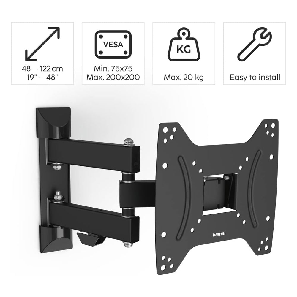 Suporte Parede TV 19-48 Pol Máx 20Kg Preto