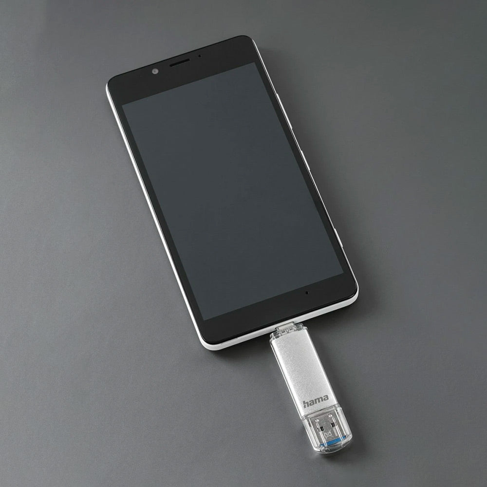 Pen Drive 64GB USB-C 3.1 + USB-A 3.0 Hama C-Laeta Prata