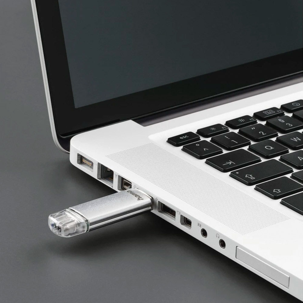 Pen Drive 64GB USB-C 3.1 + USB-A 3.0 Hama C-Laeta Prata