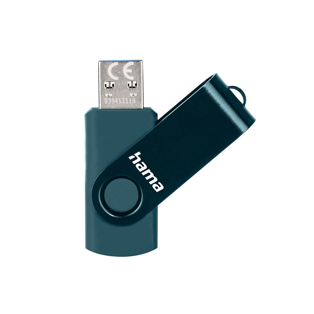 Pen Drive 64GB USB-A 3.0 Hama Rotate Azul Petroleo