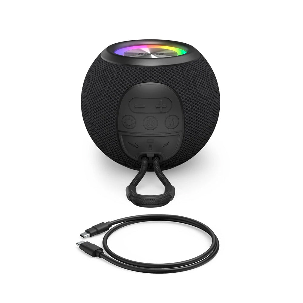 Coluna Portátil Bluetooth Ball Shape com LED Preto