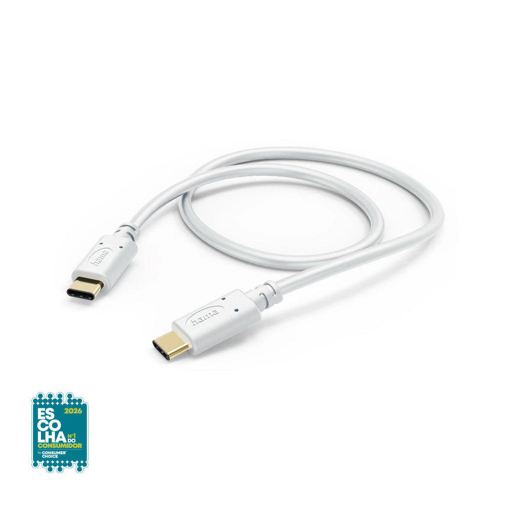 Cabo USB-C 2.0 Macho/USB-C Macho 1,5m Branco
