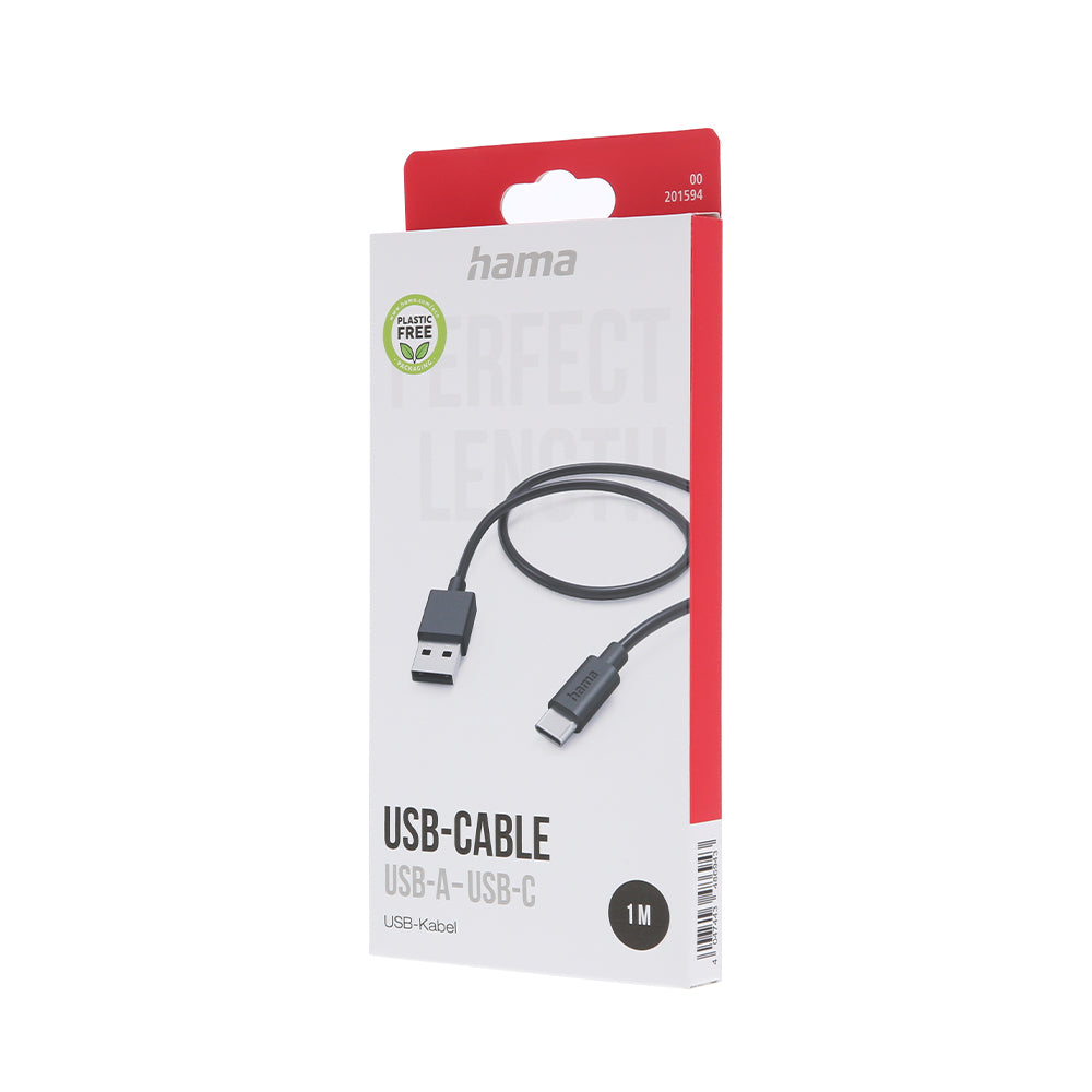 Cabo USB-A 2.0 para USB-C 1m Preto