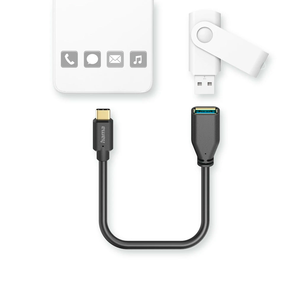 Adaptador USB-C 3.2 para USB-A 15cm Preto