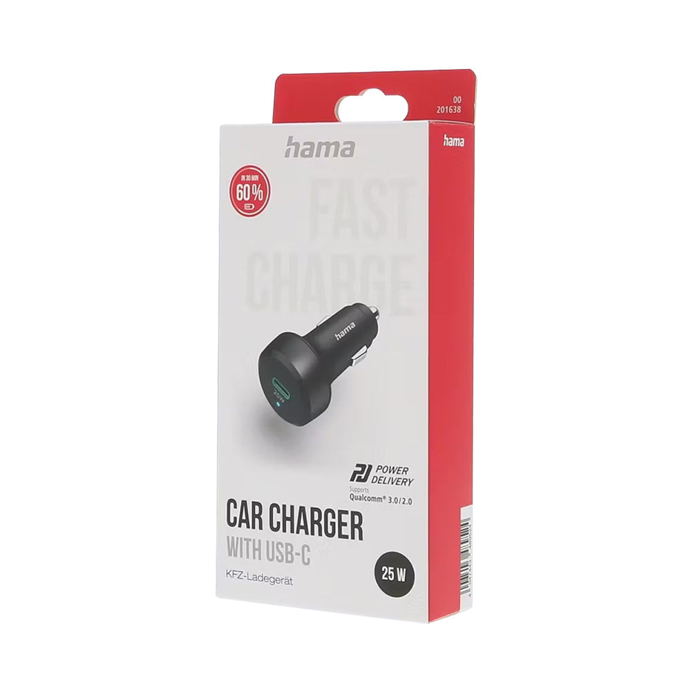 Carregador Isqueiro Auto USB-C PD/QC 25W Preto