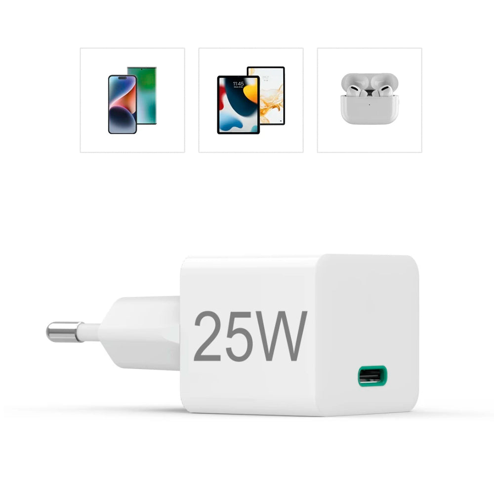 Carregador USB-C PD/QC 25W Rápido Mini-charger Branco
