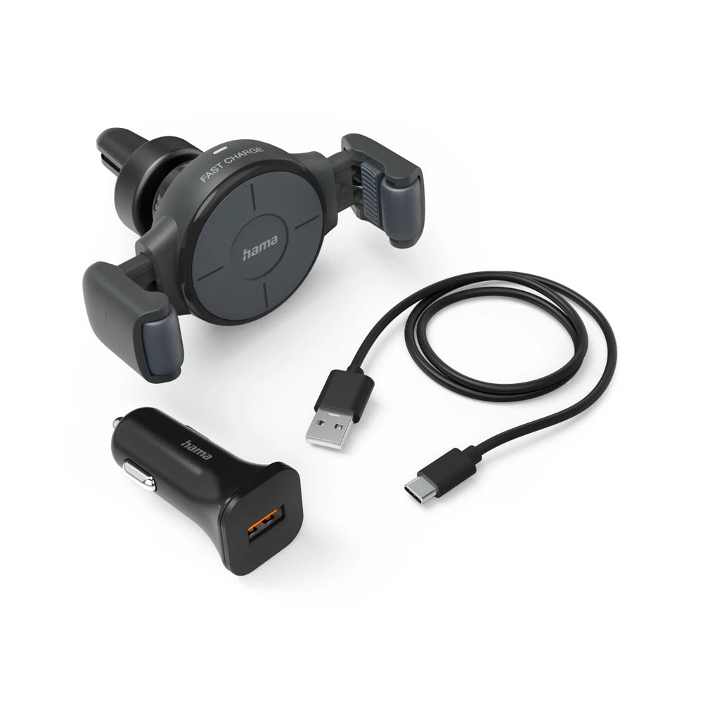 Carregador Wireless FC10 QI 10W com Suporte Automóvel Cinza