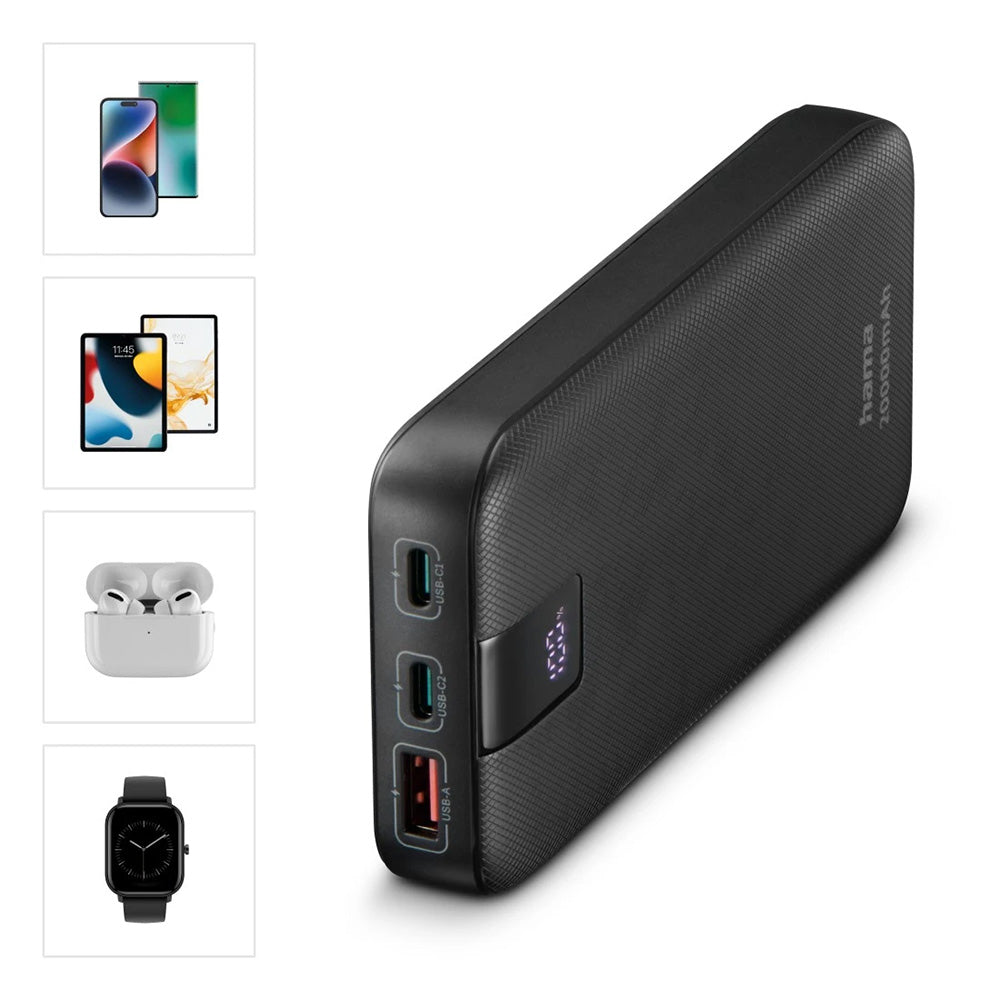 Powerbank 20000mAh USB-A 1 Porta + USB-C 2 Portas Cinza