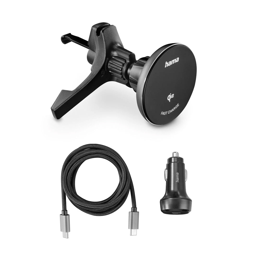 Carregador Wireless Qi2 15W com Suporte Automóvel Preto