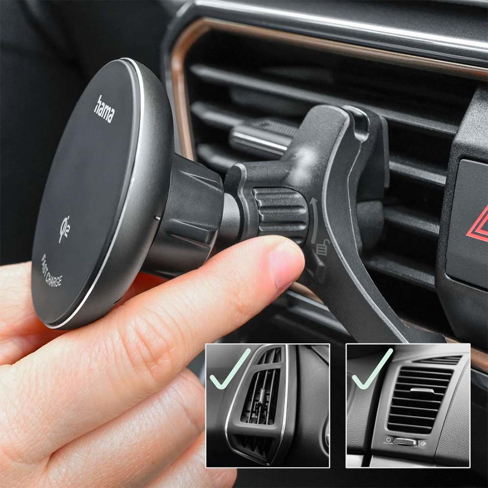Carregador Wireless Qi2 15W com Suporte Automóvel Preto