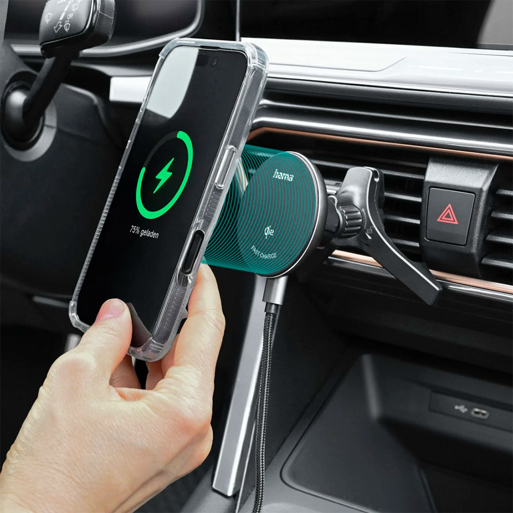 Carregador Wireless Qi2 15W com Suporte Automóvel Preto