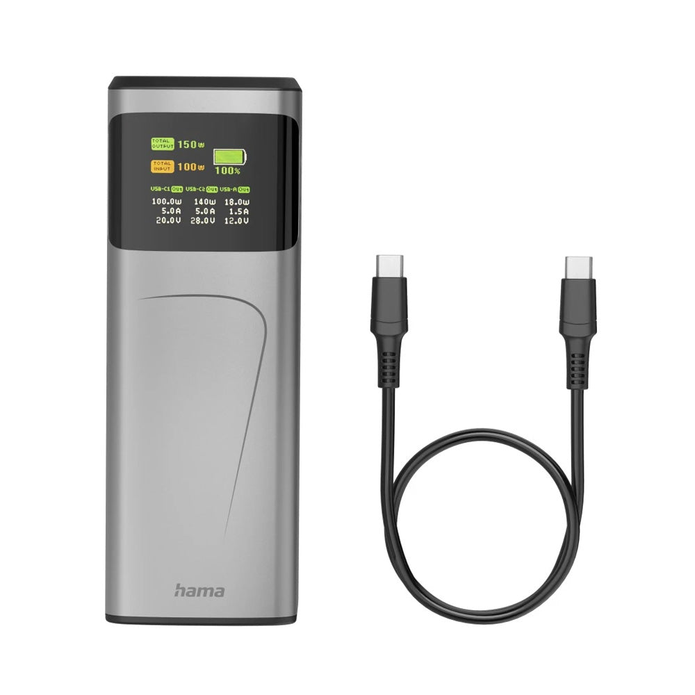 Powerbank 24000mAh USB-C 2 Portas + USB-A High Power Cinza