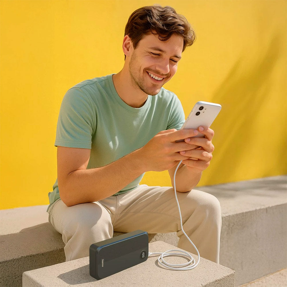 Powerbank 20000mAh USB-A 1 Porta + USB-C 2 Portas Preto