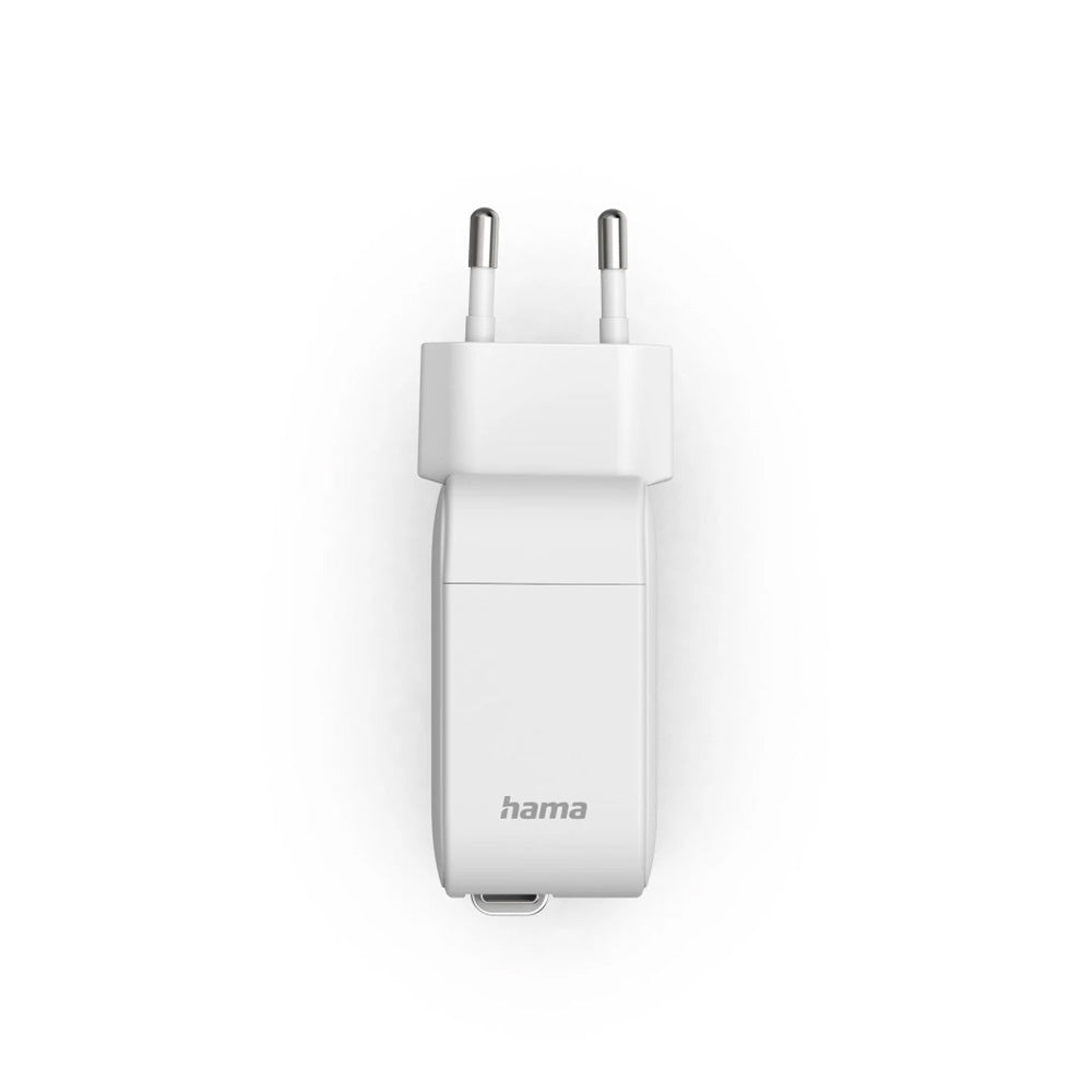 Carregador USB-C 2 Portas GaN 65W c/ Cabo Extensível Branco