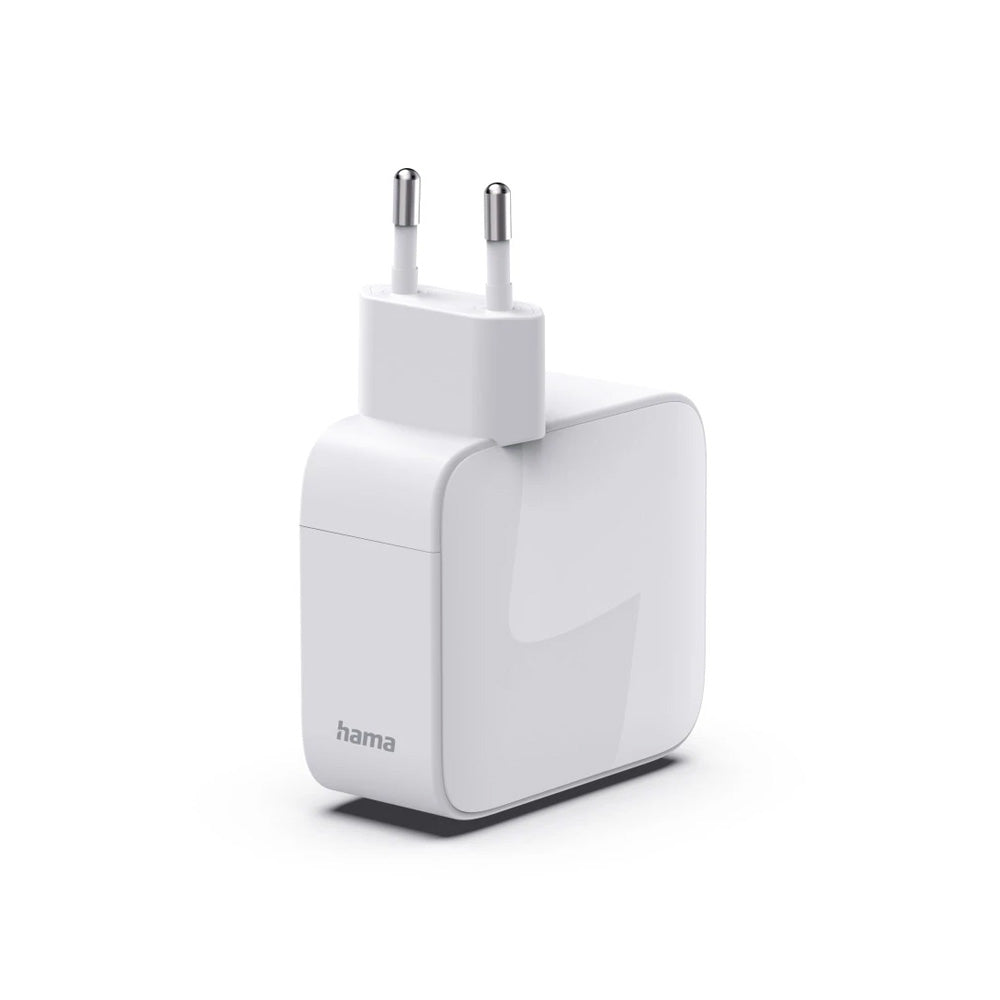 Carregador USB-C 2 Portas GaN 65W c/ Cabo Extensível Branco