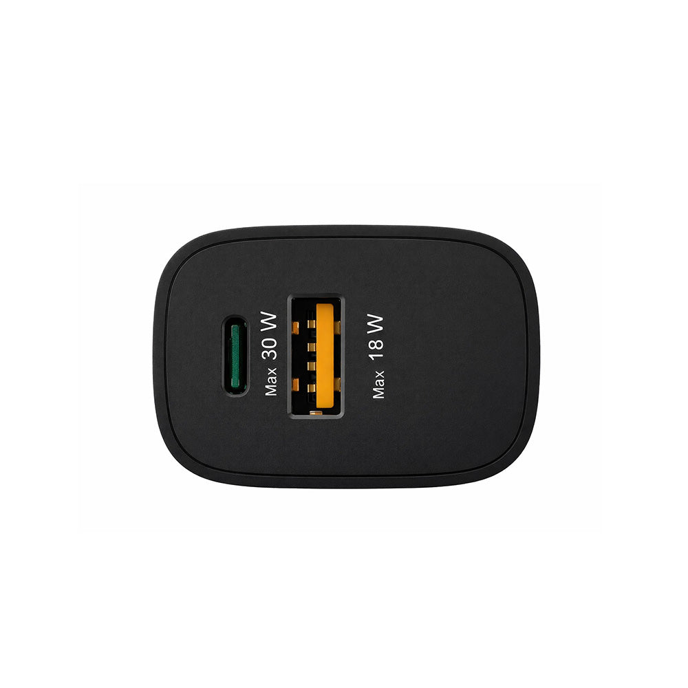 Carregador USB-C + USB-A PD 30W Preto