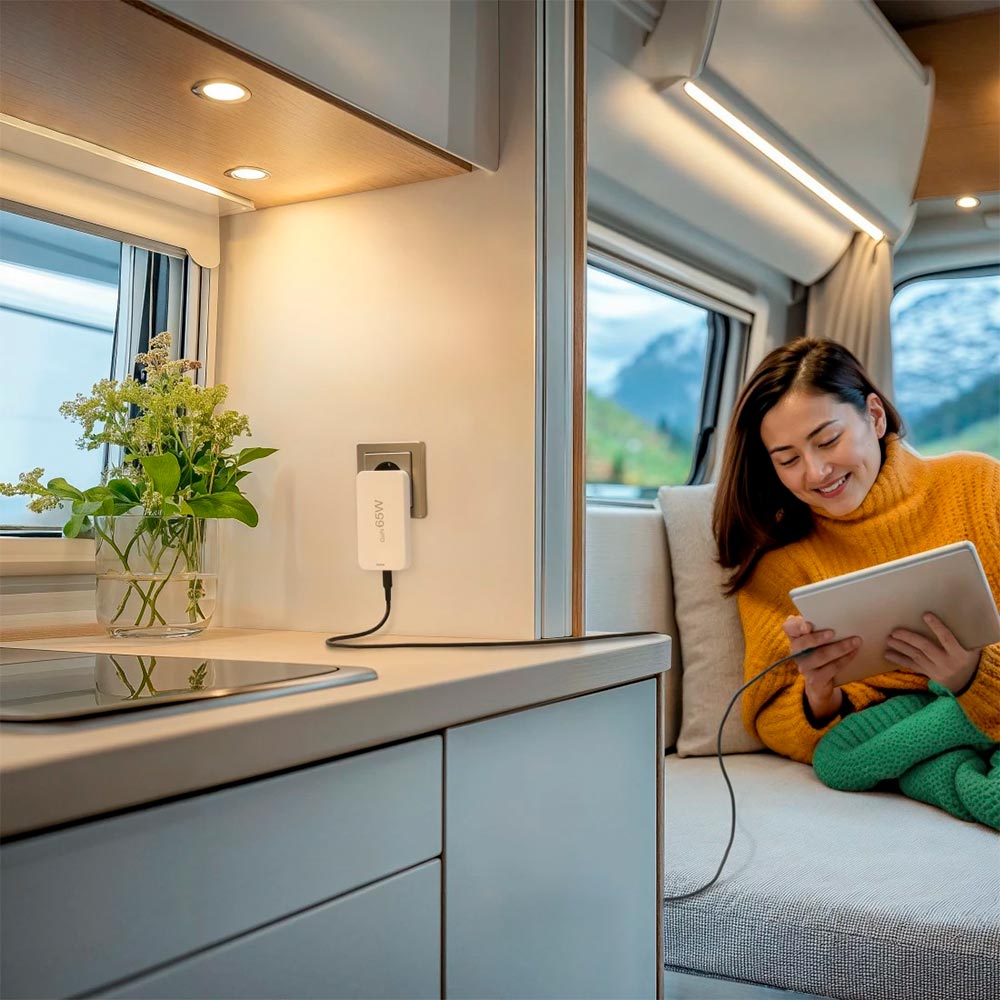 Carregador USB-C 2 Portas + USB-A 1 Porta 65W Rápido Branco