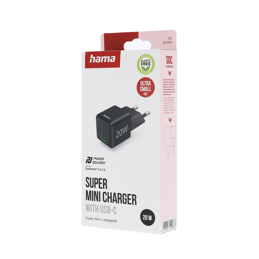 Carregador USB-C 20W Super Mini-Charger Preto