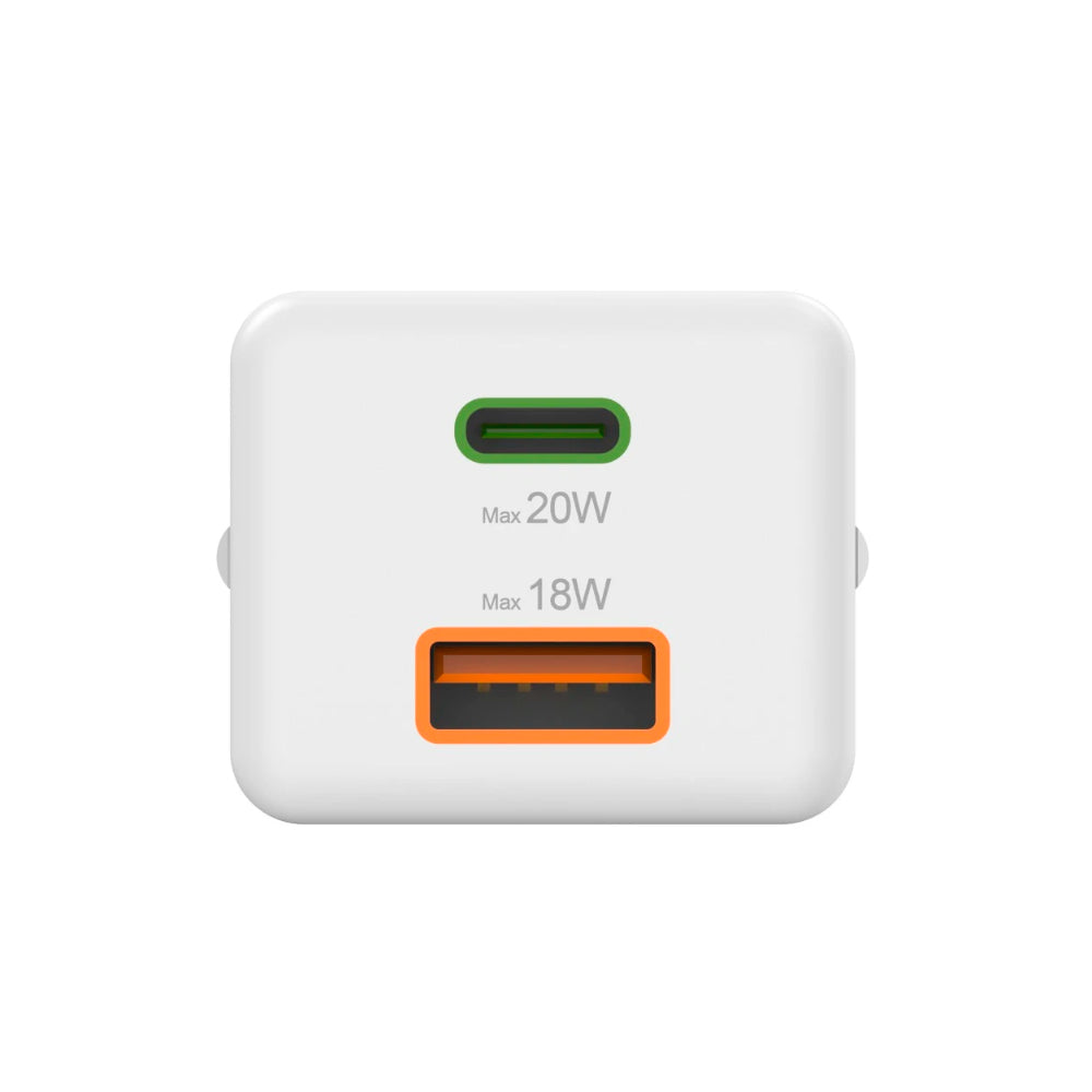 Carregador USB-C + USB-A 20W Rápido Mini-charger Branco