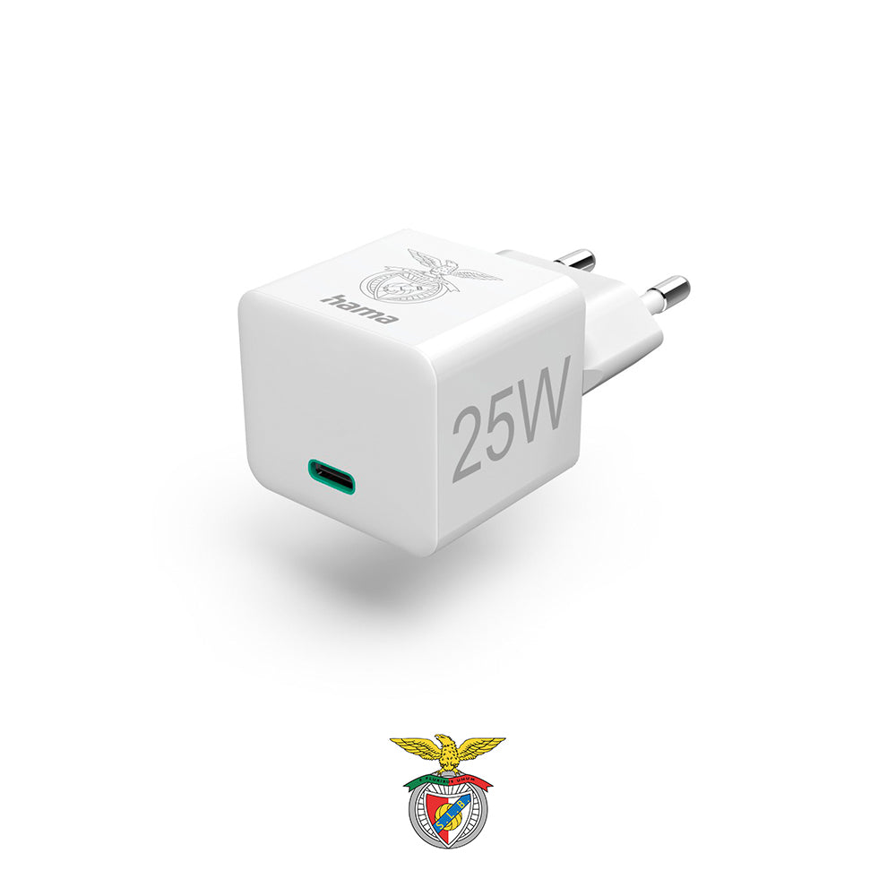 Carregador USB-C PD/QC 25W Rápido Benfica Branco