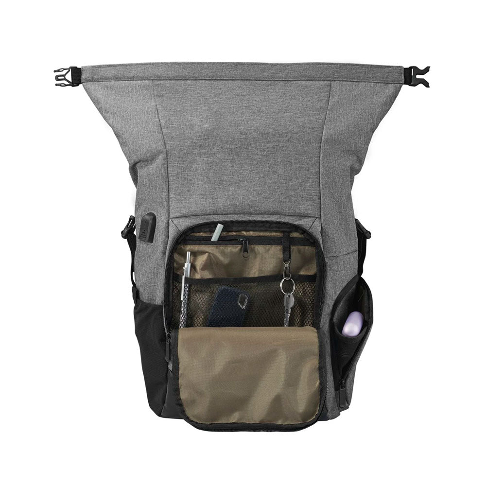 Mochila Portátil 15.6 Roll-Top Terra USB Cinza