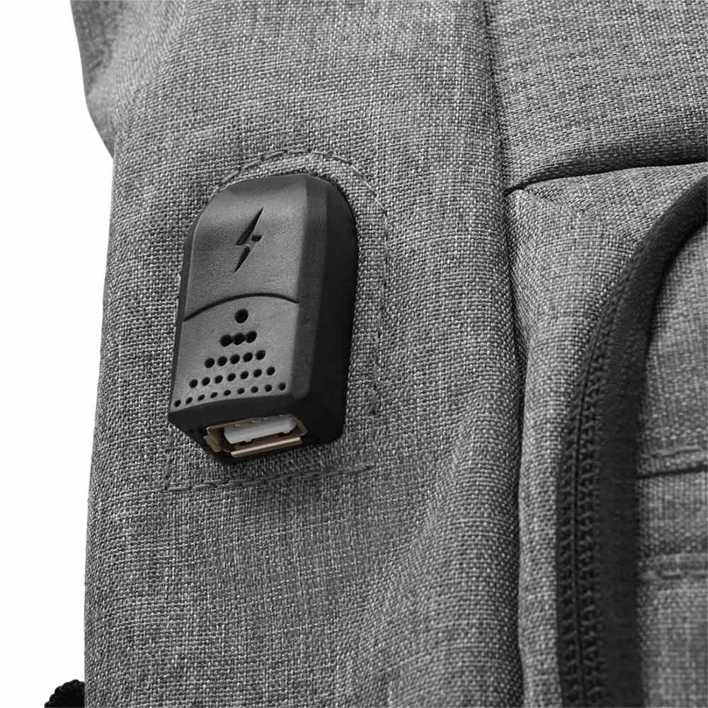 Mochila Portátil 15.6 Roll-Top Terra USB Cinza