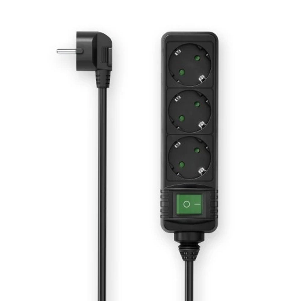 Bloco 3 Tomadas + Interruptor Cabo 3mts Preto