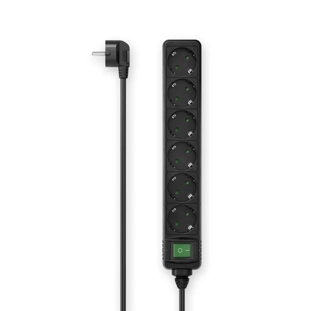 Bloco 6 Tomadas + Interruptor Cabo 3mts Preto