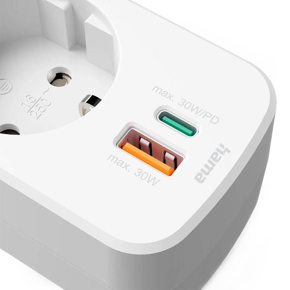 Tomada com USB-C+ USB-A Branco