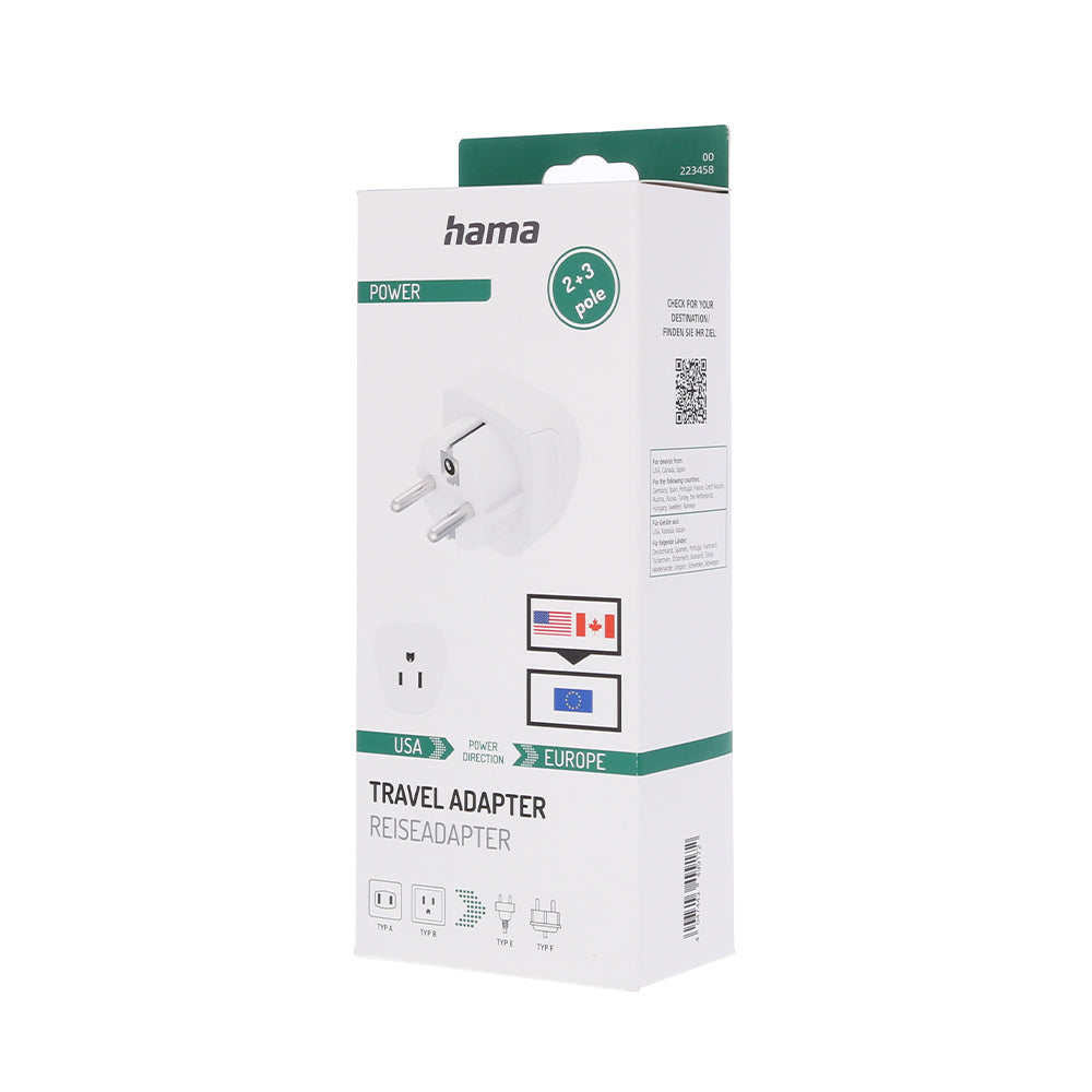 Adaptador Corrente Viagem US/EURO Type E+ F Branco