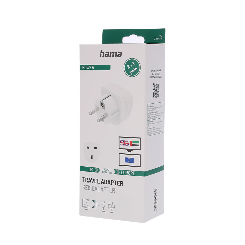 Adaptador Corrente Viagem UK/EURO Type E+ F Branco