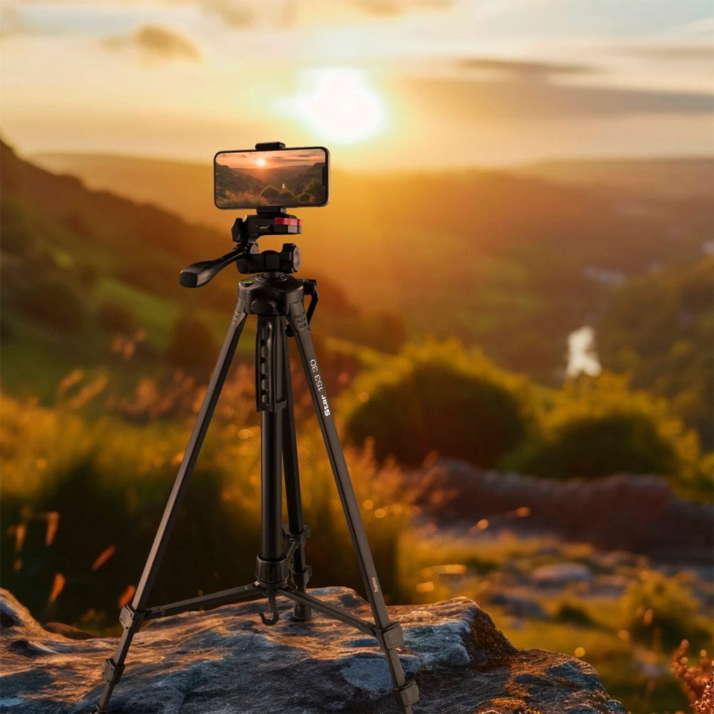 Tripé Star 153 3D para Câmara e Smartphone Preto