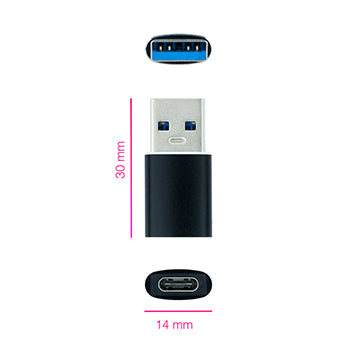Adaptador USB-A Macho / USB-C Fêmea Preto