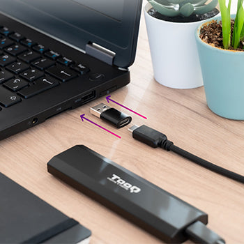 Adaptador USB-A Macho / USB-C Fêmea Preto