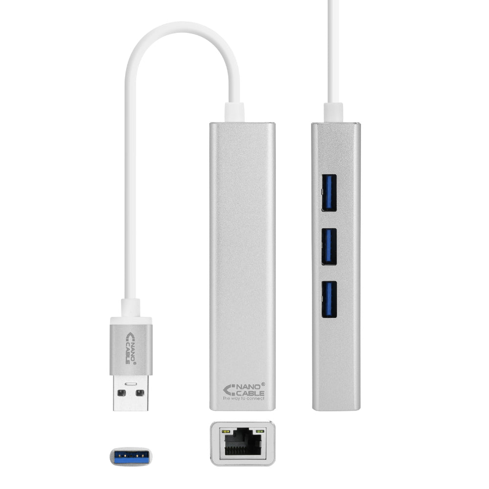 Adaptador USB-A 3.0 para Ethernet Gigabit + 3 Portas USB-A