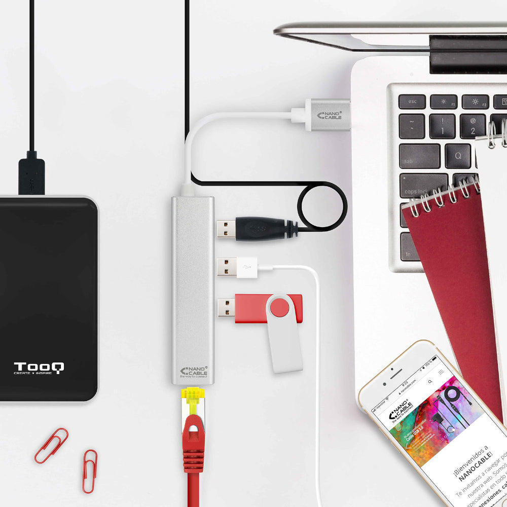 Adaptador USB-A 3.0 para Ethernet Gigabit + 3 Portas USB-A