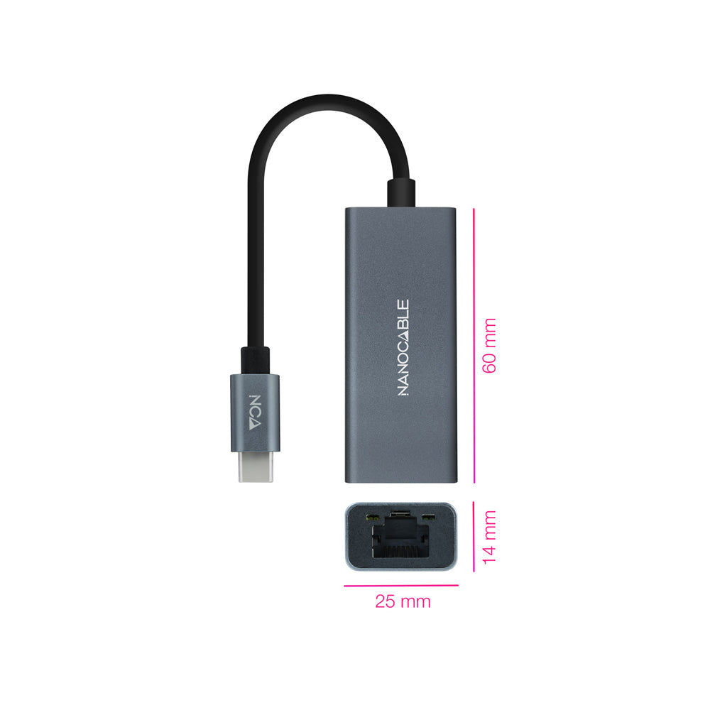 Adaptador USB-C para Ethernet Gigabit Cinza